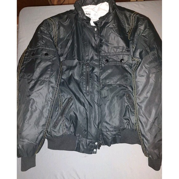 Vintage Swingster Jacket Men's XL Black Long Sleeve Made in USA Pockets - Picture 8 of 9